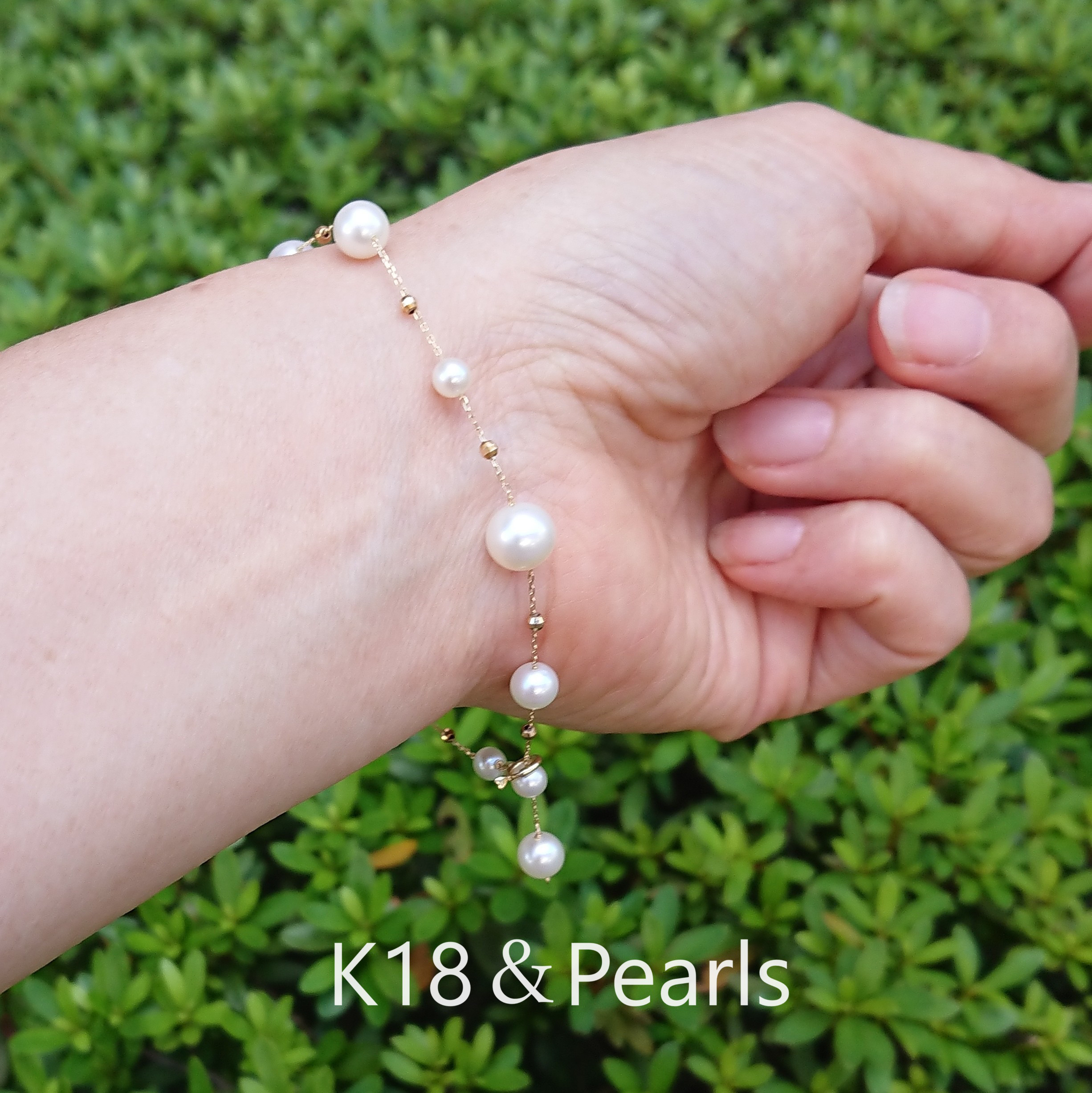 ⭐️K18ゴールド　真珠　エレガントブレスレット ～ 重ね付け　上質　アクセサリー　保証書【№.2310281】