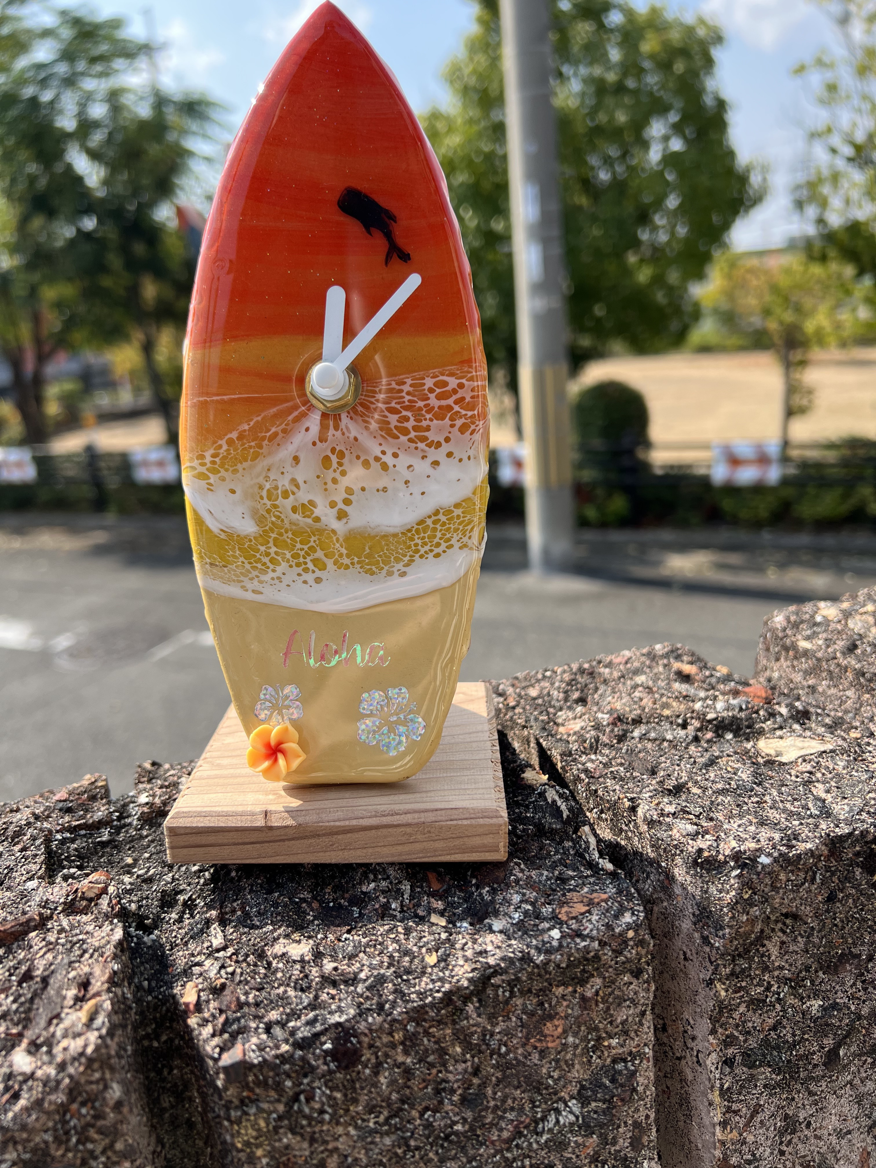 【1104】オーシャンアート　サーフボード　時計　海レジン