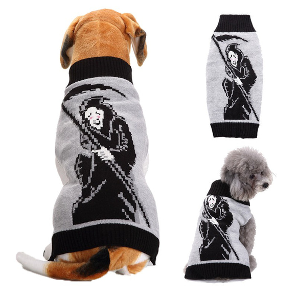 ペット服 犬 ハロウィン 小型犬用服 ペットセーター 犬服 犬のセーター 頭蓋骨 3枚目の画像