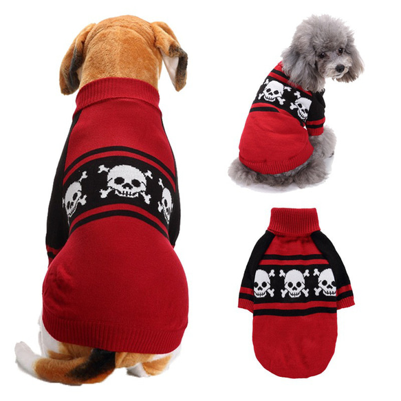 ペット服 犬 ハロウィン 小型犬用服 ペットセーター 犬服 犬のセーター 頭蓋骨 8枚目の画像