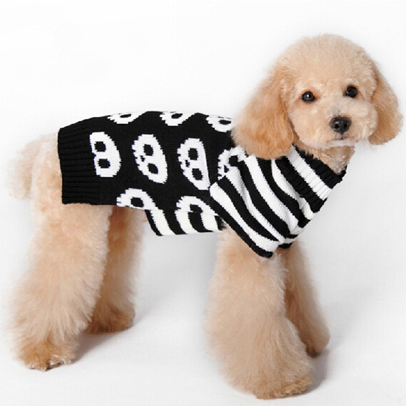 ペット服 犬 ハロウィン 小型犬用服 ペットセーター 犬服 犬のセーター 頭蓋骨 12枚目の画像