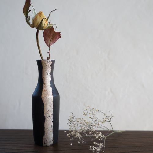 フラワーベース 一輪挿し 銀箔 ドライフラワー 一輪挿し・花瓶・花器