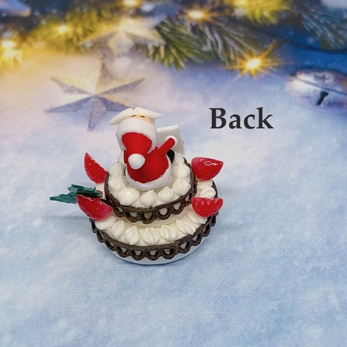 2段のクリスマスケーキ サンタクロースのミニチュアケーキ その他置物