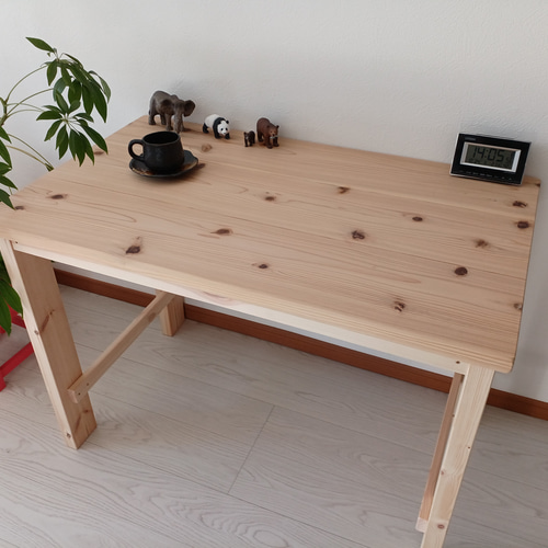 カフェ板テーブル*無垢デスク*学習机*奥行たっぷり！【w1000×D595