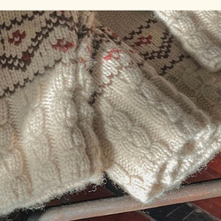 2色　ノルディック柄編み　暖かいウールのセーター/カーディガン　ゆったりシルエット【春秋冬】アイボリー/グレー 8枚目の画像