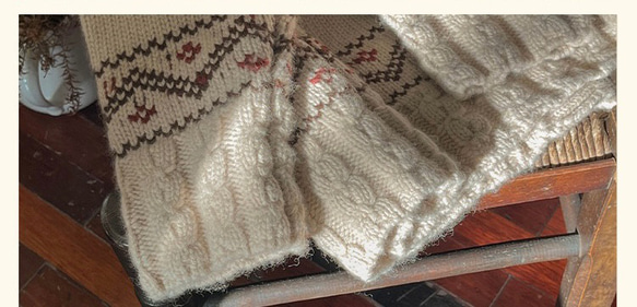 2色　ノルディック柄編み　暖かいウールのセーター/カーディガン　ゆったりシルエット【春秋冬】アイボリー/グレー 8枚目の画像