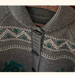 2色　ノルディック柄編み　暖かいウールのセーター/カーディガン　ゆったりシルエット【春秋冬】アイボリー/グレー 9枚目の画像