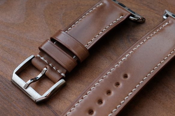 -現貨 Horween shell cordovan 馬臀 威士忌 Apple watch錶帶訂製 第10張的照片