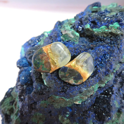 Earth◆地球のいろ／Chrysocolla×Prehnite＊金継ぎピアス／L size 3枚目の画像