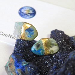 Earth◆地球のいろ／Chrysocolla×Prehnite＊金継ぎピアス／L size 1枚目の画像