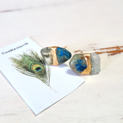 Earth◆地球のいろ／Chrysocolla×Prehnite＊金継ぎピアス／L size 4枚目の画像