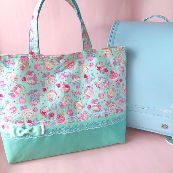 リボンと花柄×帆布のお洒落な入園入学グッズ オーダーページ 入園入学ハンドメイドオーダーお花 リボンと花柄×帆布のお洒落な入園入学