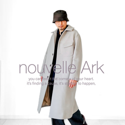 最上質ジロンラムウール素材使用　Hライン  ステンカラー ロングコート 2枚目の画像