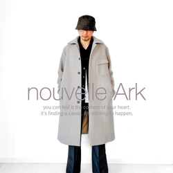 最上質ジロンラムウール素材使用　Hライン  ステンカラー ロングコート 1枚目の画像