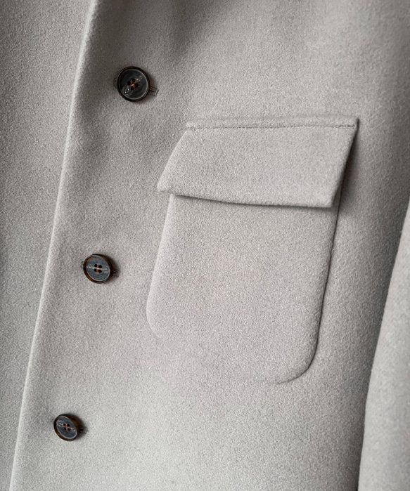 最上質ジロンラムウール素材使用　Hライン  ステンカラー ロングコート 7枚目の画像