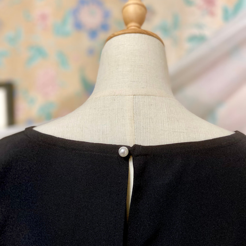 着物リメイク 黒留袖ドレス 平安朝もよう ギャザースリーブ