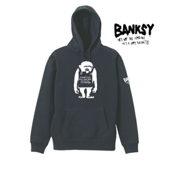 【バンクシー8.4oz/フード】二本足で立つ猿袖プリントパーカー面白い おもしろい プレゼント 男女兼用 banksy 2枚目の画像