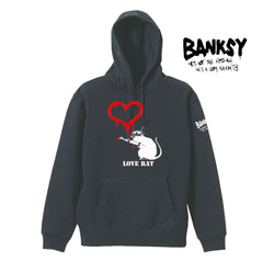 【バンクシー8.4oz/フード】ラブラット袖プリントパーカー面白い おもしろい プレゼント 男女兼用 banksy 3枚目の画像