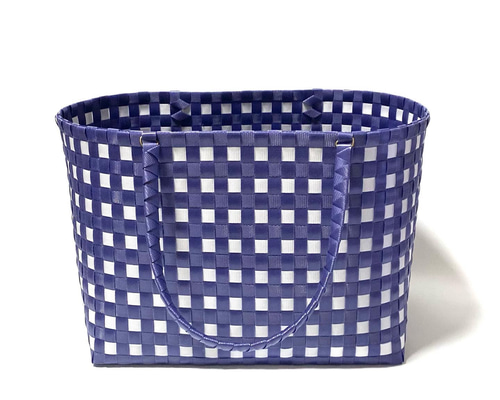 チェック柄 プラスチック製かごバッグ　woven チェック柄 プラスチック製かごバッグ woven チェック柄