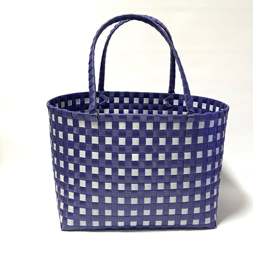 チェック柄 プラスチック製かごバッグ　woven チェック柄 プラスチック製かごバッグ woven プラかごバッグ A4