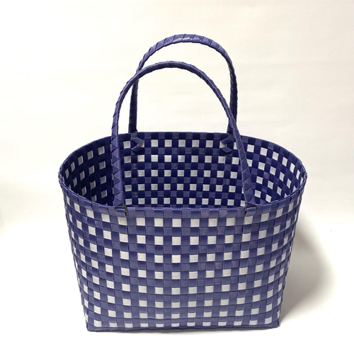 チェック柄 プラスチック製かごバッグ　woven チェック柄プラスチック製かごバッグ - メルカリ