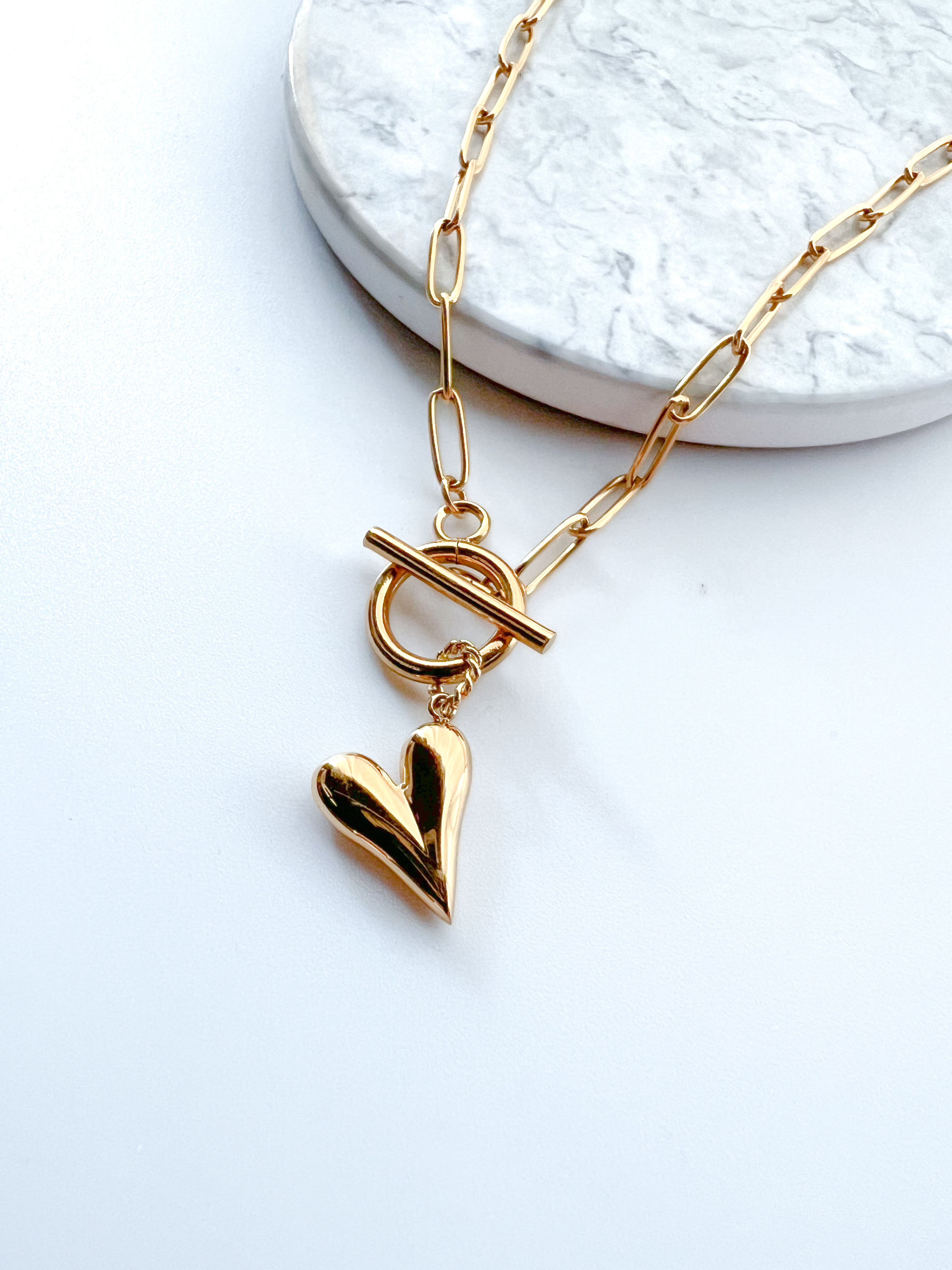 Creema限定新春福袋〈梅〉 ぶら下がりハートのネックレス＆ピアス（イヤリング）セット  GOLD