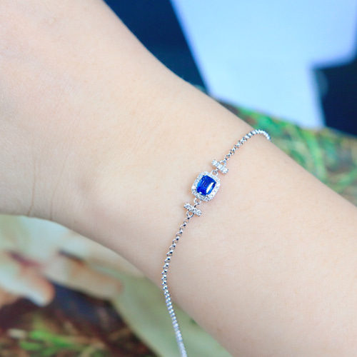 天然ダイヤモンド付きサファイアブレスレットk18 ブレスレット パール  