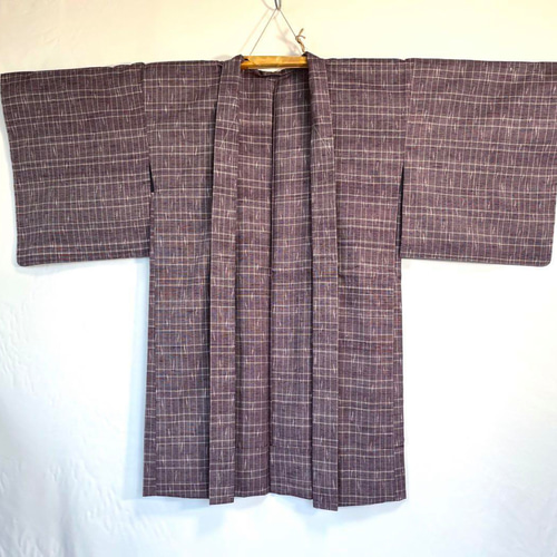 新品 正絹 単衣 女物 長羽織 紫 紬 着物 haori しば田（お休み 