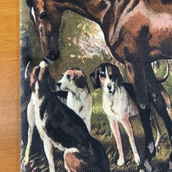 ハンドメイド ぺたんこBigトートバッグ 馬柄 馬と猟犬 3枚目の画像