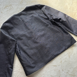 アンティーク大島紬のノーカラージャケット　茶　リバーシブル　着物リメイク 10枚目の画像