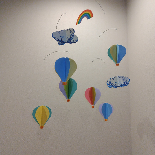 ハンドメイド　気球　試作品 パステル 気球 ＆ 虹 モビール MOBILE モビール J.L.V FRANCE 通販