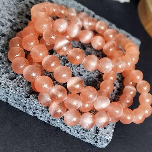 キャッツアイセレナイト 「スイカ色」 8㎜ 15個セット 天然石 キャッツアイセレナイト 「スイカ色」 8㎜ 15個セット 天然石
