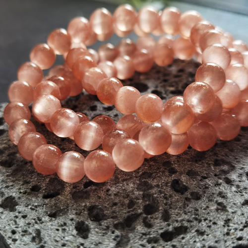 キャッツアイセレナイト 「スイカ色」 8㎜ 15個セット 天然石 天然石