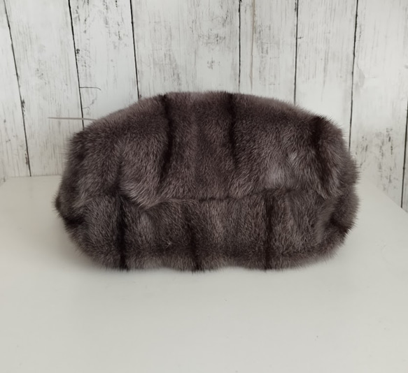 ¶ new antique fur ¶ ★超限定1点もの★パープルグレー染めクロスミンクファーマルシェバッグ 4枚目の画像