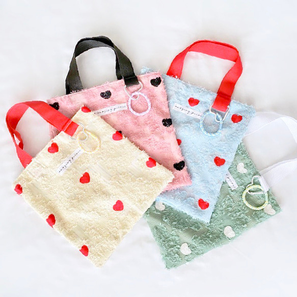 特集掲載】(全色まとめページ)ハート刺繍のフラワーバッグ トート