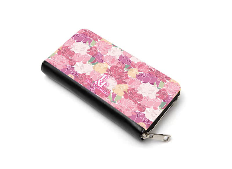 ゴールドファスナー付き 花柄 長財布