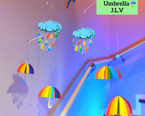 モビール 傘 雨 カラフルレイン 虹 モビール J.L.V FRANCE 通販