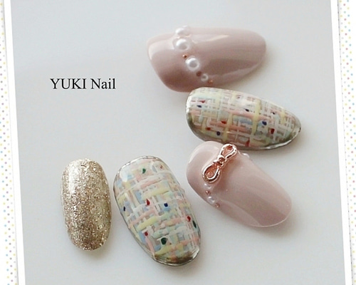 可愛いツイードネイル ネイルチップ（つけ爪） yuki-nail 通販