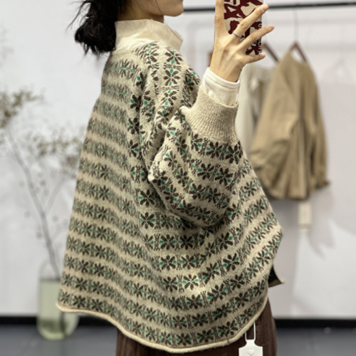 新作)手編みセーターニット クルーネックニット カーディガン 新作)手編みセーターニット クルーネックニット カーディガン