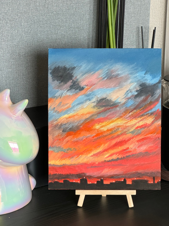 夕暮れ」手描き油絵原画風景画