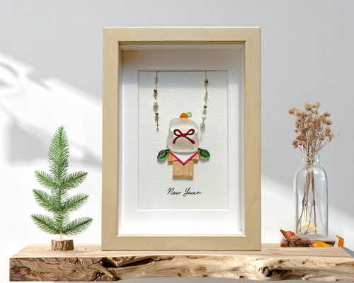 鏡餅〉シーグラスアート その他アート moon 通販 16764995｜Creema