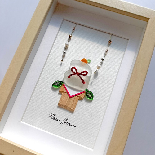 鏡餅〉シーグラスアート その他アート moon 通販 16764995｜Creema