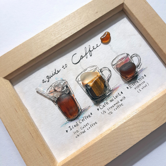 〈3種のコーヒー〉シーグラスアート 4枚目の画像