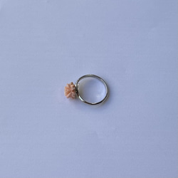 珊瑚彫刻　フリーサイズリング　指輪　ピンクのミニ薔薇　R51029Y2 16枚目の画像