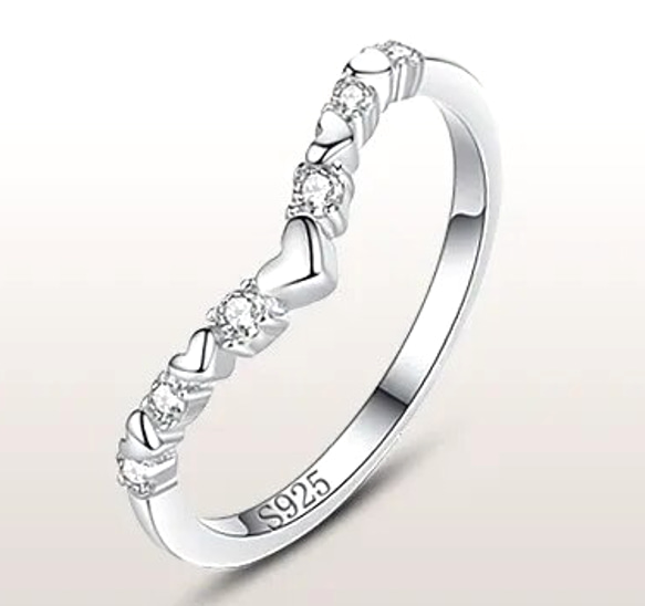 ビジューシルバーリング　指輪　クリスマス　誕生日　記念日　プレゼント　シンプル  シルバー925  スターリングシルバー 1枚目の画像