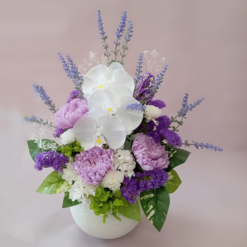 お供え花　仏花　造花　胡蝶蘭アレンジ 神戸花物語 お供え 胡蝶蘭 造花 仏花 フラワーアレンジメント