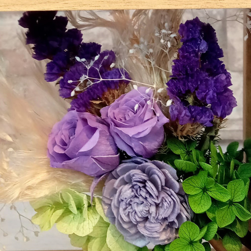 喜寿 古希のお祝いに＊フレームフラワー プリザーブドフラワー&ドライ