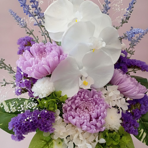仏花》 胡蝶蘭とラベンダーの紫麗仏花 プリザーブドフラワー