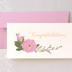 押し花とカリグラフィーのお祝いカード【Congratulations】　ご祝儀も同封できる本物のお花のお祝いカード 4枚目の画像