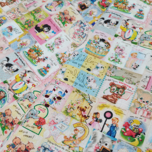 ☆レトロアニマルカード・コレクション柄 生地 Atelier⭐︎乙女雑貨
